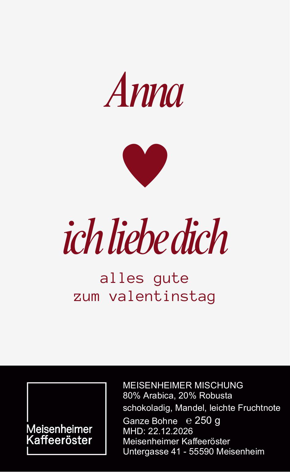 Kaffee mit individuellem Etikett