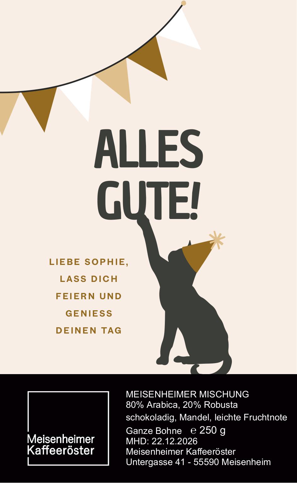 Kaffee mit individuellem Etikett