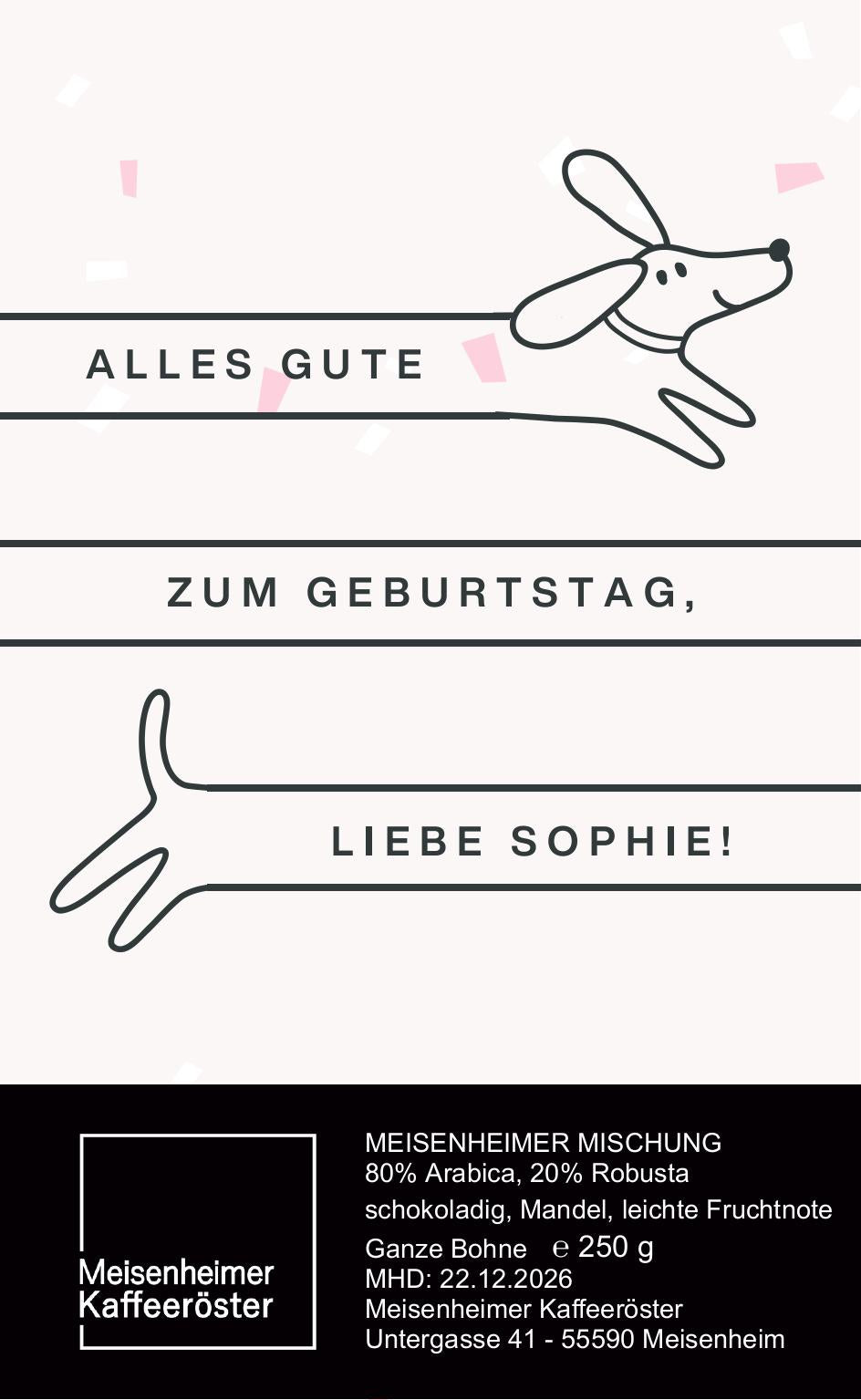 Kaffee mit individuellem Etikett